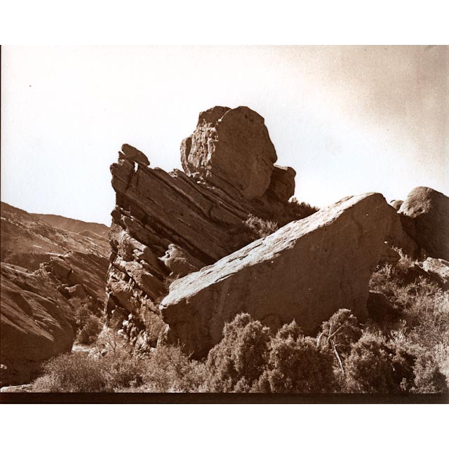 Untitled<br/>
Red Rocks, CO <br/>
Image 2009, Print 2010<br/>
6x7 Film, Digital Negative<br/>
8x10 Van Dyke Print<br/>
on 9x11 140 lb paper<br/>
1